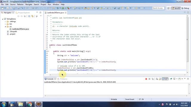 Java String (lastIndexOf(int ch) method) | Java Tutorial смотреть онлайн
