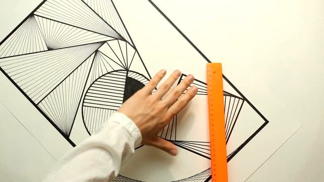 4K Drawing abstract rectangle with black and white pattern with circles and lines inside смотреть онлайн