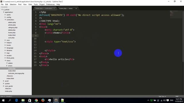 codeigniter 3 project lesson 2 include template into codeigniter 3 смотреть онлайн