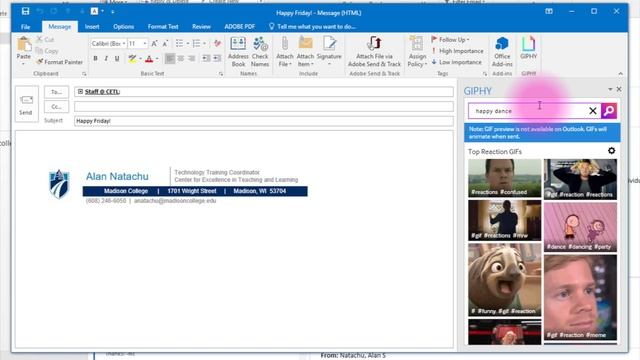 Add An Animated GIF To Your Outlook Email (Outlook 2013/2016 for PC) - a quick minute tutorial смотреть онлайн