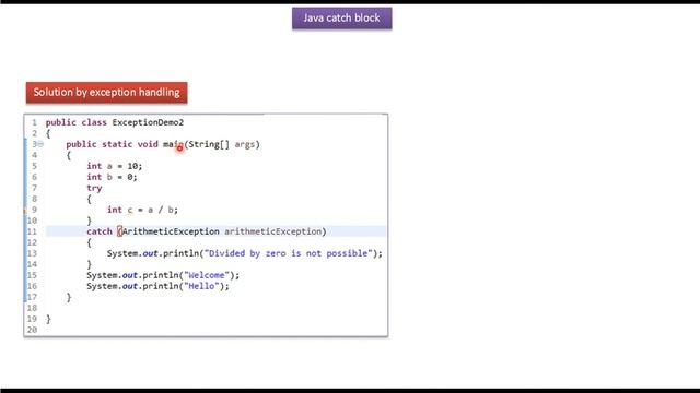 try block and catch block | Java Exception handling смотреть онлайн