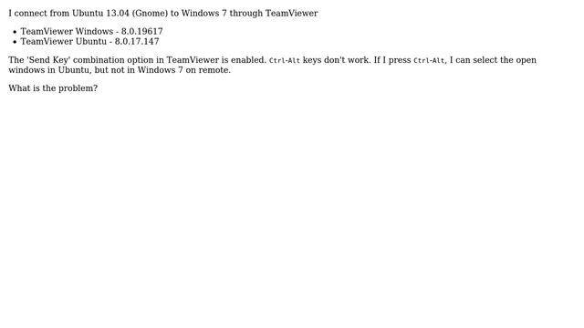 TeamViewer Ctrl-alt Doesn't Work