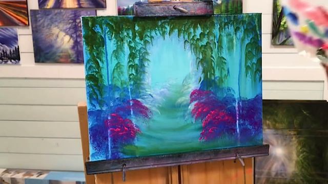 ACRYLIC PAINTING TUTORIAL? STEP BY STEP- REAL TIME! HOW TO PAINT A HEALING GARDEN ? смотреть онлайн