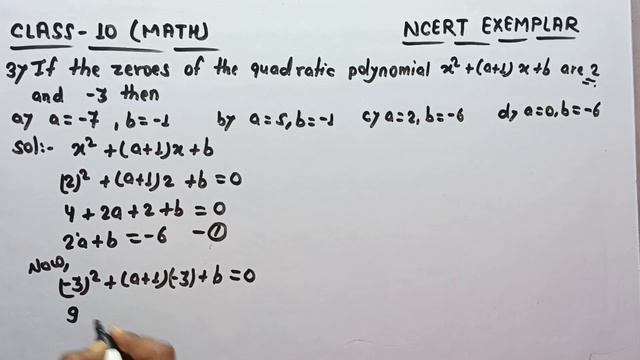 If the zeroes of the quadratic polynomial x²+(a+1)x+b are 2 and -3, then смотреть онлайн