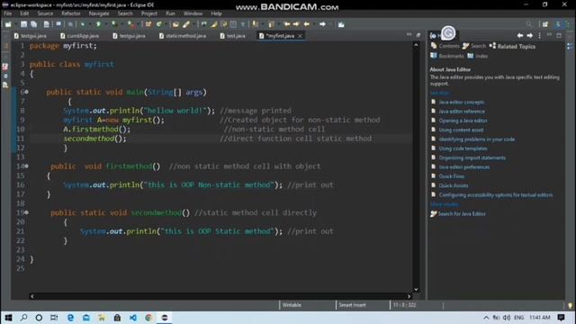 static non-static method in java oops| class and methods in java смотреть онлайн