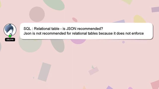 SQL : Relational table - is JSON recommended? смотреть онлайн