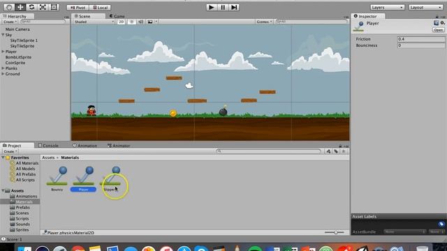 Unity 2D Game Design Tutorial 19 - Stopping the player from sticking to edge of platforms or walls смотреть онлайн