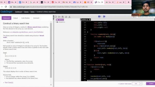 Construct a binary search tree || DSA || #javascript || Tree Part-5 смотреть онлайн