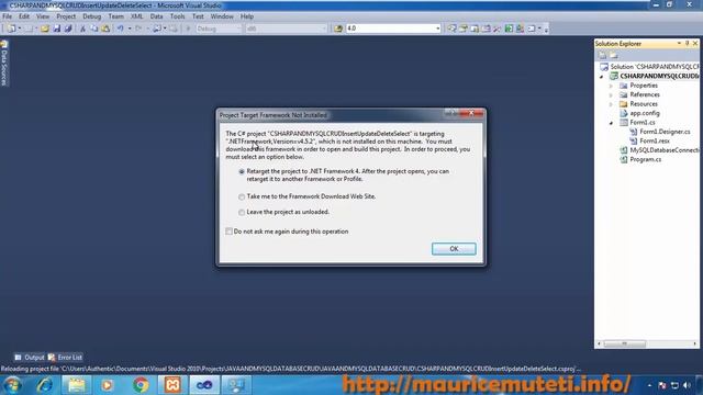 C# AND MYSQL TUTORIAL #22 - How To Connect To MySql Database - Part 3 Changing The Target Framework смотреть онлайн