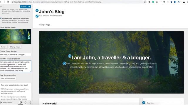 Edit Cover Section - BlogGem Free WordPress Blog Theme смотреть онлайн
