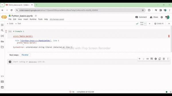 Python Basics: 12. Syntax Error