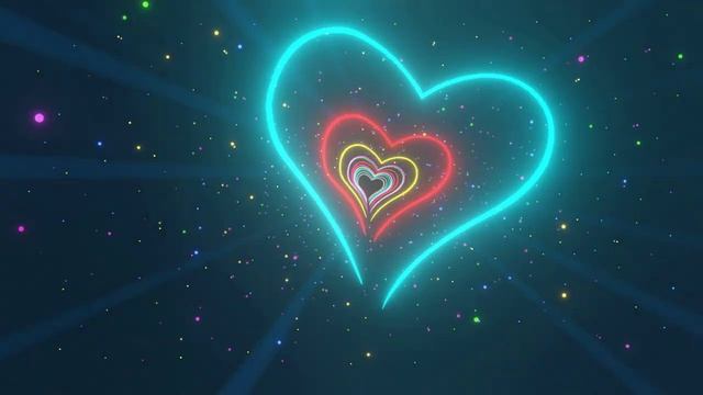 Neon Lights Love Heart Tunnel And Romantic Abstract Glow Particles Moving Wallpapper Background
