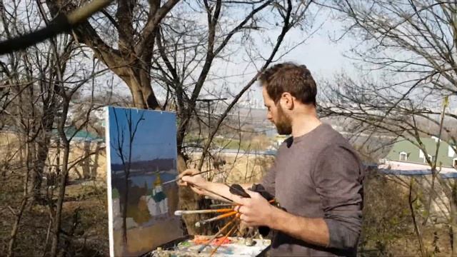 Живопись маслом на природе (пленэр, этюд). Как рисовать с натуры. Художник Валерий Козуб смотреть онлайн