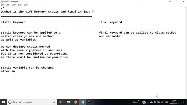 what is the diff between static and final in java смотреть онлайн
