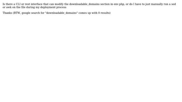 Magento: CLI command to change env.php 'downloadable_domains' смотреть онлайн