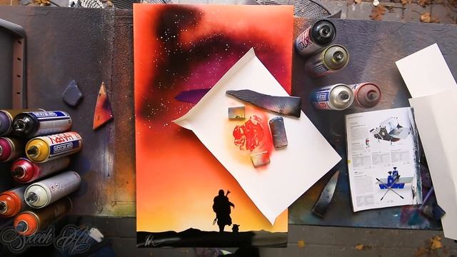 Mandalorian - GLOW IN THE DARK - SPRAY PAINT ART by Skech смотреть онлайн