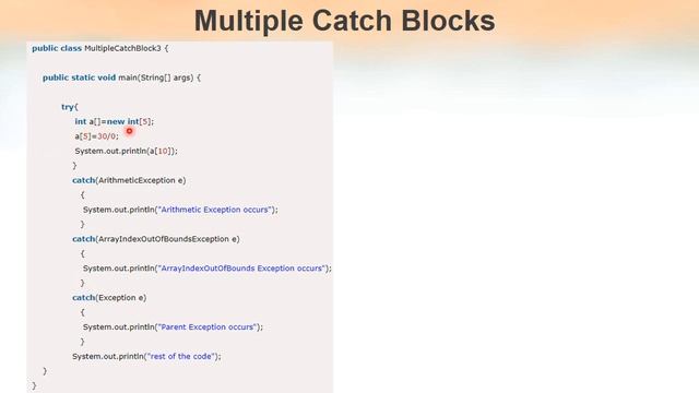 KTU CS 205 Object Oriented Programming - Multiple Catch Blocks смотреть онлайн