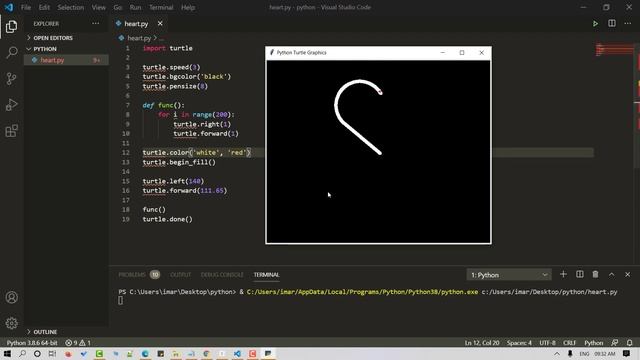 Create heart with Turtle Graphics | Python project | Easy Tutorial смотреть онлайн