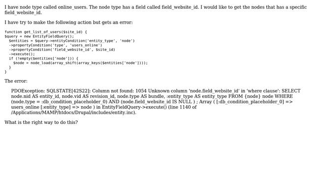 Drupal: Load nodes with a fields condition смотреть онлайн