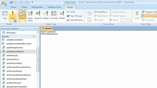 Microsoft Access 2007: CREATING QUERIES Working in SQL View смотреть онлайн
