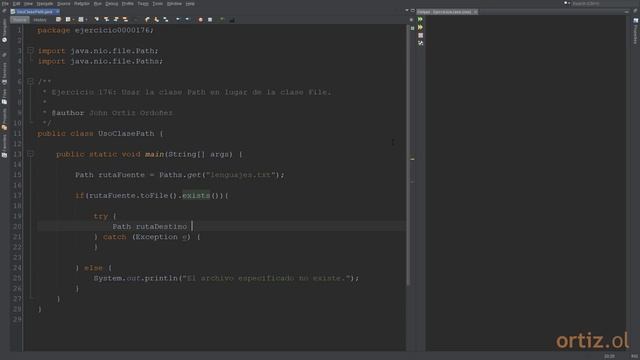 Java - Ejercicio 176: Usar la Clase Path en lugar de la Clase File смотреть онлайн