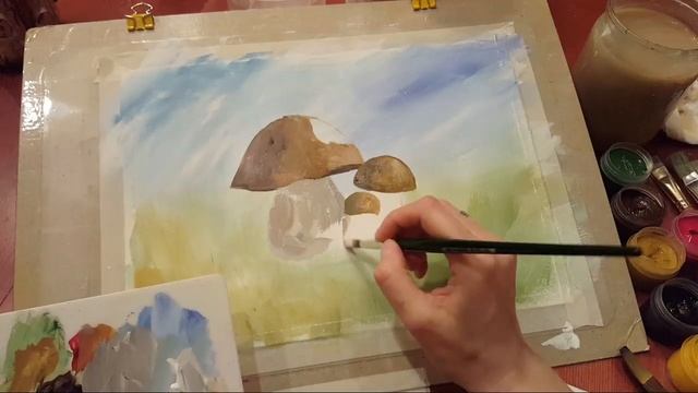 ?Рисуем грибочки гуашью! Запись трансляции! смотреть онлайн