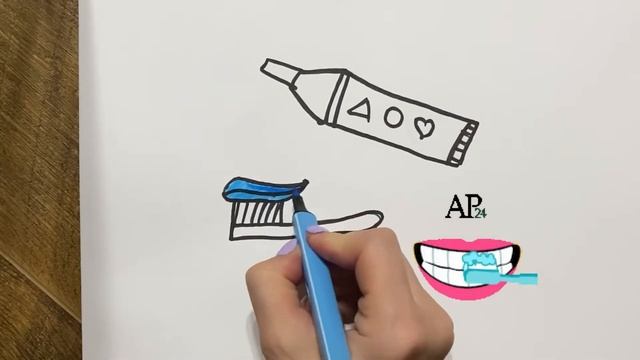 Тіс пастасы суретін салу | нарисуем зубную пасту и щетку | раскраска зубная паста смотреть онлайн
