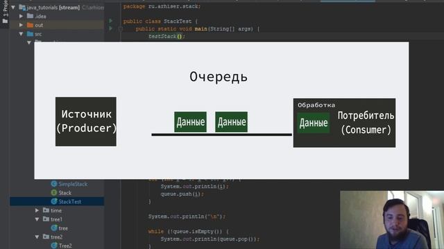 Java. Очередь и стек. смотреть онлайн