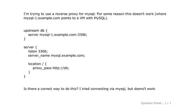 MySQL : Nginx reverse proxy for MySQL смотреть онлайн