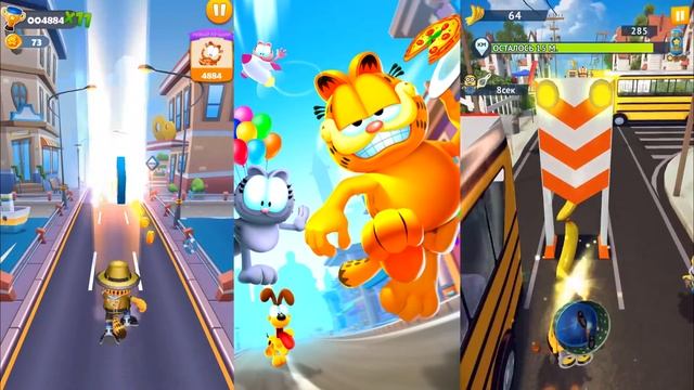 Бег за золотом VS ГОВОРЯЩИЙ ТОМ ПОГОНЯ ГЕРОЕВ. Секрет игры Garfield Rush и новая игра Человек-Паук смотреть онлайн