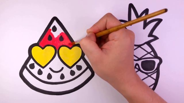How to draw super cute pineapple and watermelon / Как нарисовать супер милый ананас и арбуз смотреть онлайн