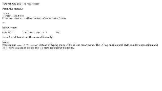 Ubuntu: How can I use the grep command to extract line which is the next line of greping line? смотреть онлайн