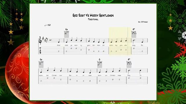 Easy Guitar Christmas - Learn to play God Rest Ye Merry Gentlemen with TABS & CHORDS смотреть онлайн