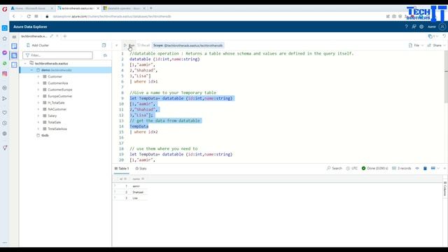How to Use Datatable Operation in Kusto to Create Temporary Table | Kusto Query Language Tutorial смотреть онлайн