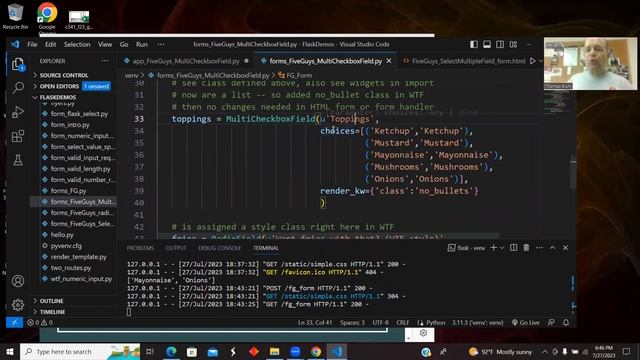 Python Flask WT-Form MultiCheckboxField Demo: Five Guys use checkboxes to choose toppings смотреть онлайн