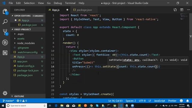 React Native Counter Example смотреть онлайн