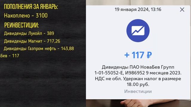 Инвестирую по 100 рублей в день. Покупки за январь 2024.