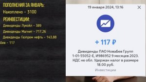 Инвестирую по 100 рублей в день. Покупки за январь 2024.