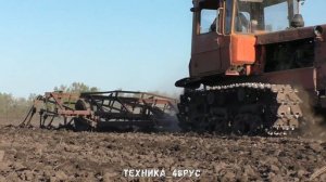 Трактор ДТ-75 с прицепным культиватором КПС-4 Культивация перед посевом подсолнечника Весна 2022