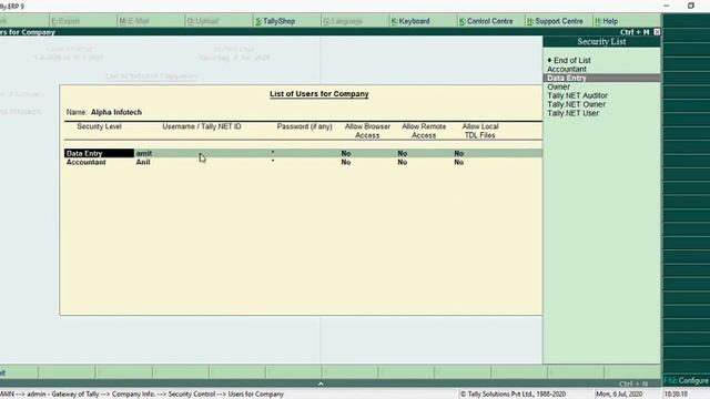 Tally Add On : Display Login User Name in Tally.ERP9 Software. смотреть онлайн