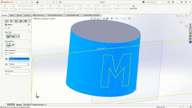 Solidworks How To Wrap Sketch On Curved Surface смотреть онлайн