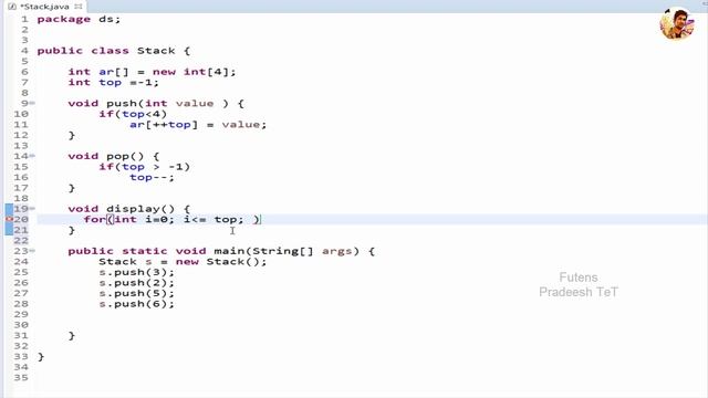 Stack implementation using Array Java in [TAMIL] Code explanation push, pop, peek смотреть онлайн