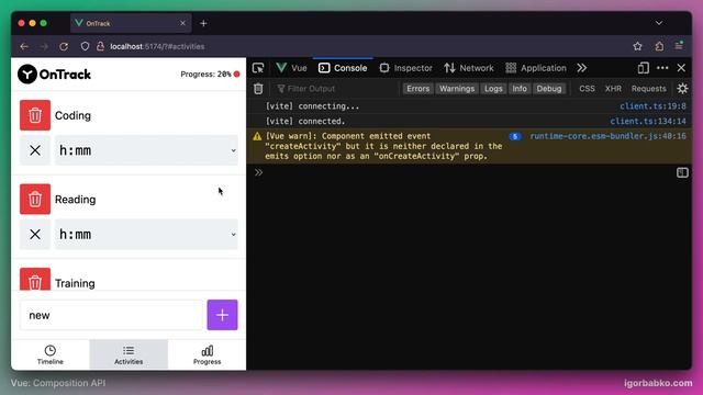 Vue Composition API с нуля #34 - Создание активностей смотреть онлайн