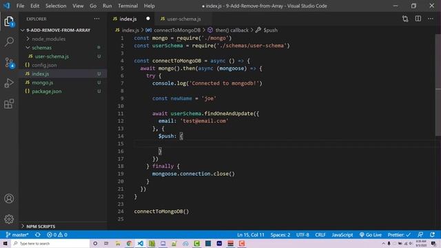 MongoDB in NodeJS - Arrays adding and removing elements (2020) [Episode #9] смотреть онлайн