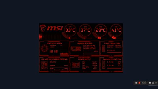 Aida64 Sensor Panel - MSI dark red theme 1024x600px created by Exhumed смотреть онлайн