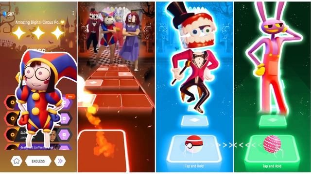 Pomni VS Ragatha VS Caine VS Jax - THE AMAZING DIGITAL CIRCUS - Tiles Hop