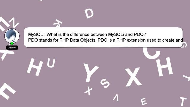 MySQL : What is the difference between MySQLi and PDO? смотреть онлайн