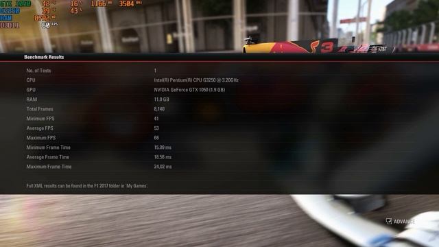F1 2017 benchmark on Pentium G3250 - EVGA GTX 1050 2GB - 12GB RAM смотреть онлайн