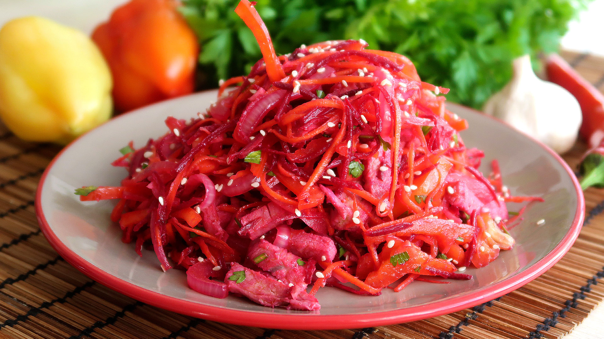 Салат Красный дракон Необычный, сочный, вкусный и без майонеза смотреть онлайн