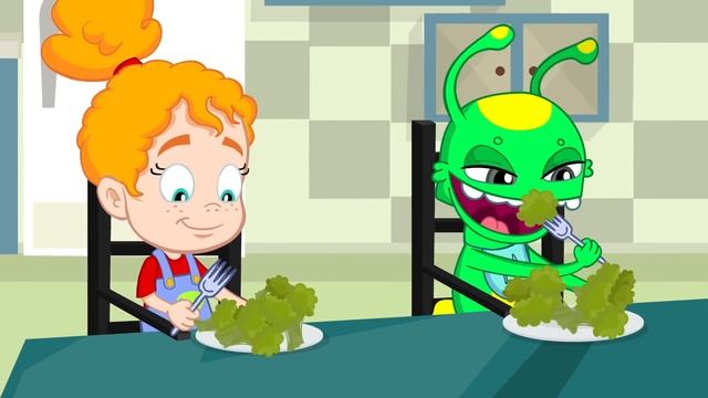 Groovy The Martian & Phoebe sing Finger Family Song with karaoke! смотреть онлайн